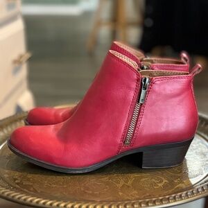 Lucky Brand red leather bootie size 7